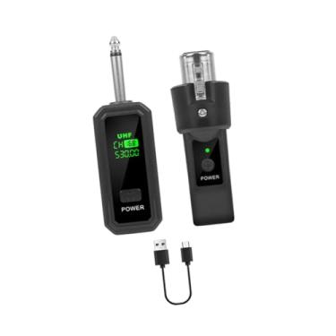 Imagem de Colaxi Transmissor de áudio, receptor, conversor de microfone, display digital, sem fio de microfone XLR para amplificador de guitarra sem fio, 1 Por 1