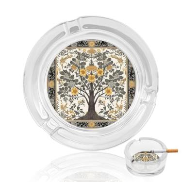 Imagem de Cinzeiro de vidro de cristal com padrão de árvore, cinzeiro redondo para fumar de vidro resistente, portátil, decorativo, moderno, para uso em casa, escritório, interior, exterior, pátio