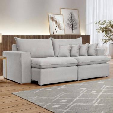 Imagem de Sofá 3 Lugares Barcelona Retrátil Linho/Gelo - Celflex