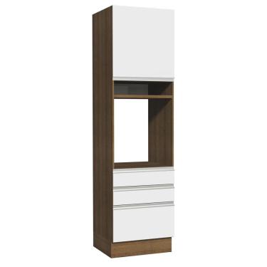 Imagem de Torre Quente Madesa Glamy 60 cm 1 Porta 3 Gavetas - Rustic/Branco