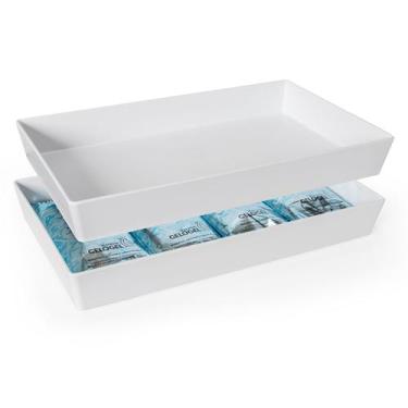 Imagem de Mesa Térmica Fria 50x30 Melamina 1 Cuba Branco Gourmet Mix