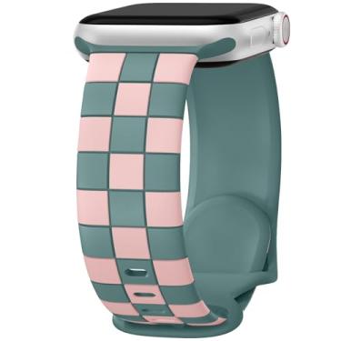 Imagem de DaQin Pulseiras femininas xadrez compatíveis com Apple Watch séries 10, SE, 9, 8, 7, 6, 5, 4, 3 e 2 de 40 mm, 41 mm, 42 mm, 38 mm, 40 mm, 41 mm, 41 mm, 4 e 2