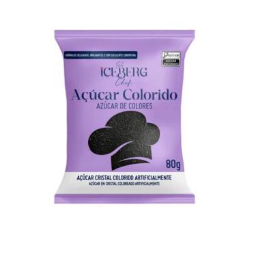 Imagem de Açúcar Cristal Colorido para Confeitaria Fina 80g cada Iceberg, Preto