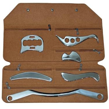 Imagem de GYX COELE Conjunto de ferramentas de massagem de raspagem Gua Sha 6 em 1 de aço inoxidável - Conjunto de ferramentas IASTM Ótima ferramenta de mobilização de tecidos macios - para costas, pescoço