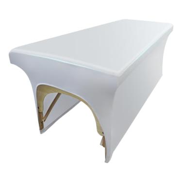 Imagem de Capa de cama branca de couro PU capa de mesa de massagem à prova d'água e limpa para extensão de cílios cama/salão de massagem cama/cama de spa, inodoro e de alta elasticidade Vegan Lash Bed Topper