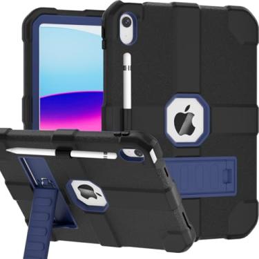 Imagem de Stweap Capa para iPad (A16) 11ª geração 11 polegadas 2025/iPad 10ª geração 10,9 polegadas 2022, capa protetora resistente [suporte de lápis embutido] para iPad 11/10 geração (preto/azul marinho)
