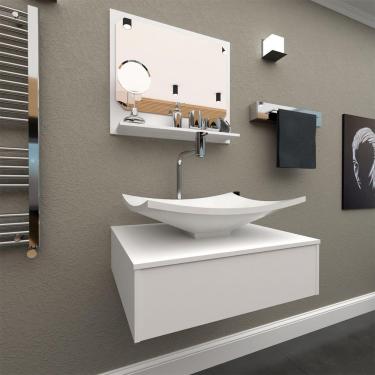 Imagem de Gabinete Para Banheiro Com Cuba + Espelheira Madri 50 Cm Branco