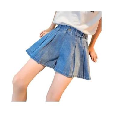 Imagem de Shorts Jeans Evasê Para Meninas, Moda Coreana De Verão, Calças Quentes