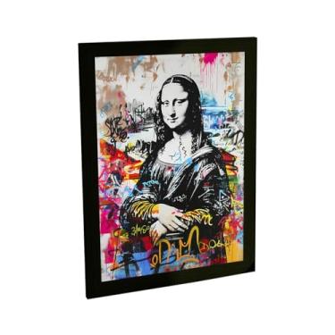 Imagem de Quadro Decorativo Grafite Monalisa Arte De Rua Banksy Decoração Poster Quarto Sala