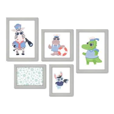 Imagem de Kit Com 5 Quadros Decorativos - Animais - Marinheiro - Infantil - Baby