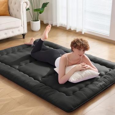 Imagem de VIPBED Colchão de futon japonês tamanho completo, colchão dobrável de 10 cm, tapete de tatami, tapete de dormir, shiki futon tradicional preenchido com espuma 25D (shikibuton), projetado no Japão