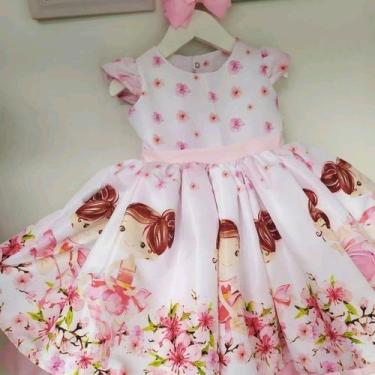 Imagem de Vestido Bailarina Rosa Floral Infantil Luxo - Fabuloso Ateliê, G