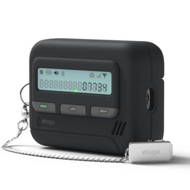 Imagem de elago Capa Pager para AirPods Pro 3 – Alça de corrente incluída, resistente a choques, proteção total, para homens, para mulheres [preta]