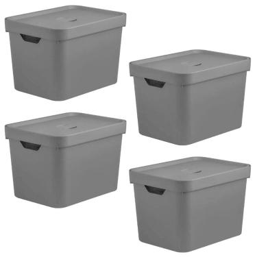 Imagem de Caixa Organizadora Multiuso Escritorio 4Un Ou Cube - Preta