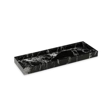 Imagem de Bey-Berk Atticus Bandeja de mármore zebra preta – Organizador de pedra feito à mão para acessórios de bancada de banheiro
