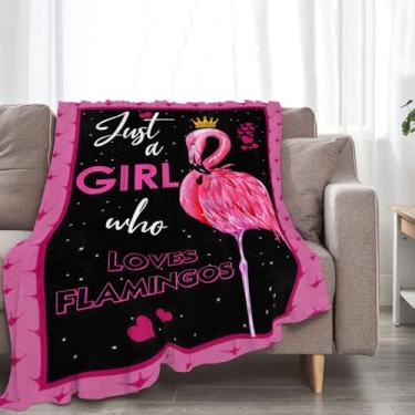 Imagem de Just A Girl Who Loves Flamingos Cobertor Bonito Flamingo Decoração Cobertor Presentes para Meninas Meninos Super Quente Macio Lã Flanela Inverno Cobertor de Cama para Crianças Adultos Mulheres Homens