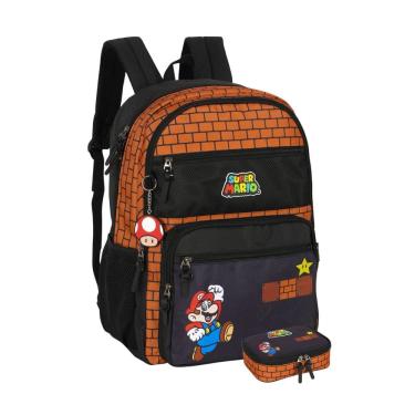 Imagem de Kit Luxo Super Mario Mochila Costa+Lancheira - Marrom