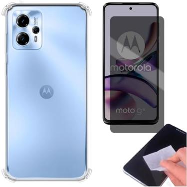 Imagem de [GL CASES] Kit Capa Moto G13 Case Capinha Anti Impacto Reforçada Silicone Transparente Flexível Proteção De Câmera + Pelicula Motorola Moto G13 De Privacidade Vidro Anti Spy Espião
