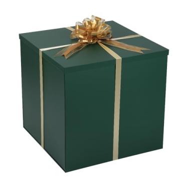 Imagem de Caixa de presente extra grande com tampa 50 x 50 x 50 cm, caixa de presente grande verde para revelação de gênero, caixas de presente gigantes com tampas para embalagem de presentes para surpresa de