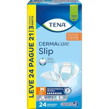 Imagem de Tena Slip Dermacare, Fralda Geriátrica para Incontinência Urinária, M - Leve 24 Pague 21 unidades