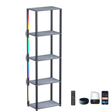 Imagem de Intekit Prateleira de 5 camadas com prateleira de exibição alta e leve inteligente para controle de colecionáveis, aplicativo de ambiente branco e colorido, Alexa, luminária de chão com controle