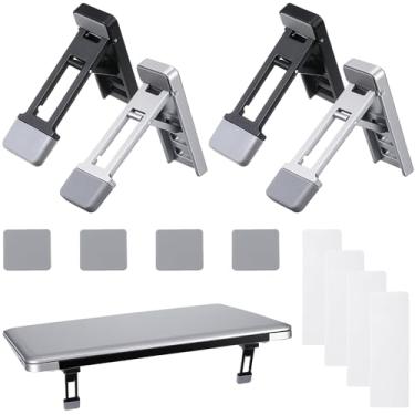 Imagem de 4 peças de suporte portátil para mesa de teclado dobrável, suporte ergonômico para teclado de computador com almofadas antiderrapantes, inclinação ajustável, teclados autoadesivos para laptop, a