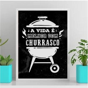 Imagem de Quadro A Vida É Melhor Com Churrasco 33X24Cm Branca