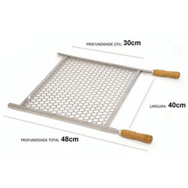 Imagem de Grelha Churrasqueira Churrasco 40Cm X 30Cm Aço Galvanizado