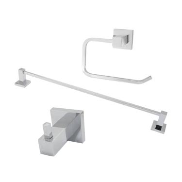 Imagem de Kit acessórios para banheiro porta toalha cabide e papeleira