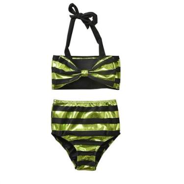 Imagem de Bebê bebê biquíni definir listras brilhantes maiô crianças hal - HUOGU