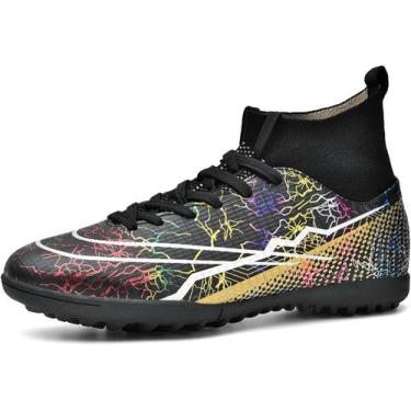 Imagem de Tênis de futebol masculinos de futebol com pontas longas, couro e borr