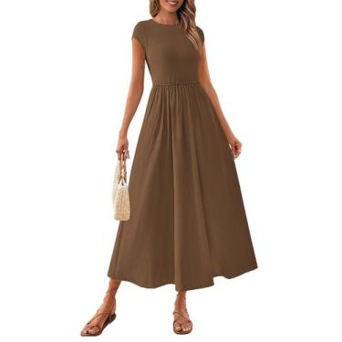 Imagem de Vestido feminino PRETTYGARDEN 2025, casual de verão, Maxi Dark Coffee