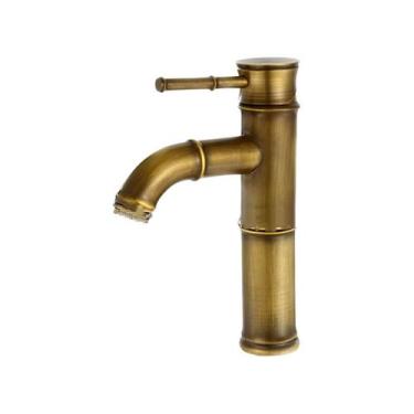 Imagem de Torneira de bambu, cobre, estilo antigo para pia - J-One