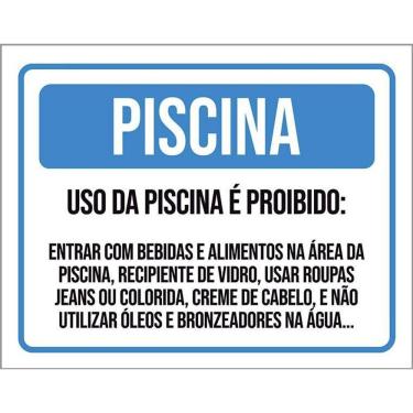 Imagem de Placa Sinalização - Uso Da Piscina Regras Condomínio 36X46