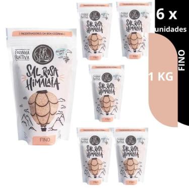 Imagem de Sal rosa do Himalaia Fino BR Spices Pouch 1KG Kit com 2, 4 ou 6 unidad