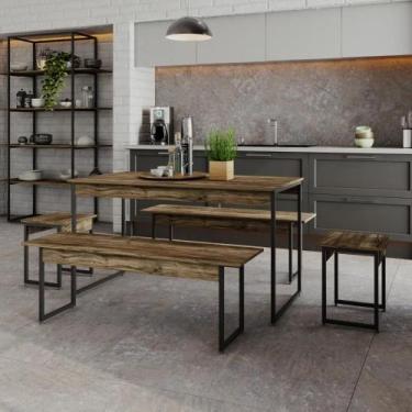 Imagem de Mesa de Jantar com 2 Bancos e 2 Banquetas Industrial TUB - Metalig, Ca