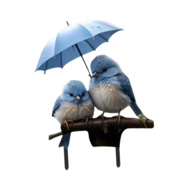 Imagem de Baoblaze 2d plana bluebird com um guarda-chuva cena jardim estaca decoração acrílico gramado fácil instalar criativo quintal sinal vaso de flores estaca