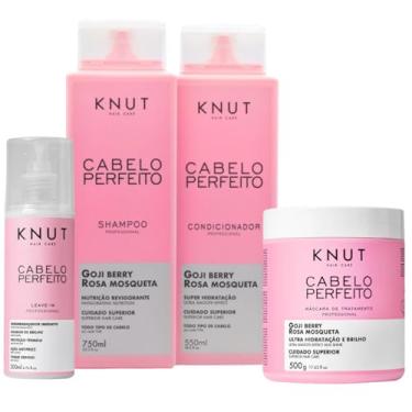 Imagem de Kit Knut Cabelo Perfeito Goji Berry Shampoo 750ml Condicionador 550ml Máscara 500g Spray Leave-In Protetor Térmico 200ml