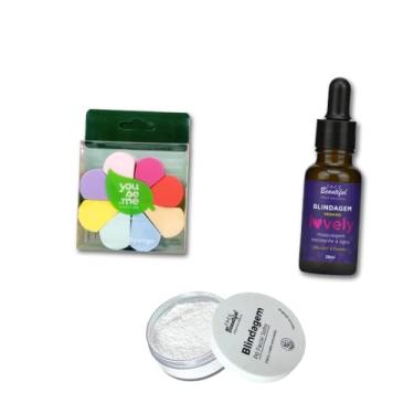 Imagem de Kit blindagem Fixador e Diluidor Pó facial Sponja Sweet fruit Face Beautiful