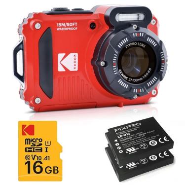 Imagem de Câmera compacta Kodak PIXPRO WPZ2 à prova d`água (VERMELHO) - kit com 2 baterias e cartão de 16GB