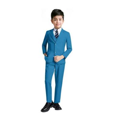 Imagem de Ternos para meninos, smoking azul lago, roupa formal para meninos, rou