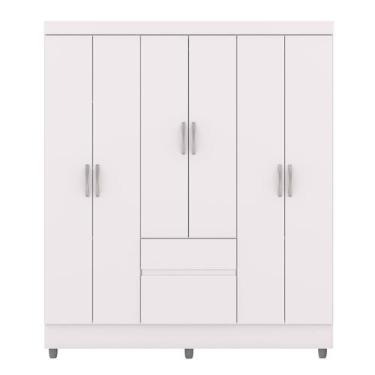 Imagem de Guarda-Roupa Casal 6 Portas 2 Gavetas com Pés Ideval Branco/Camarim - 