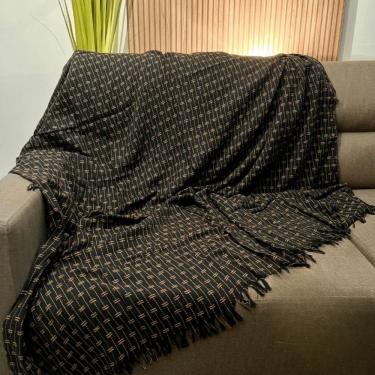 Imagem de Manta Grande Para Sofá De 2 E 3 Lugares 100% Algodão 2,50x1,80 Capa Protetora De Sofa Gigante Preto-caramelo