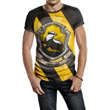 Imagem de Camiseta Raglan Masculina Harry Potter Lufa-ufa Ref:108 - smoke, Preto
