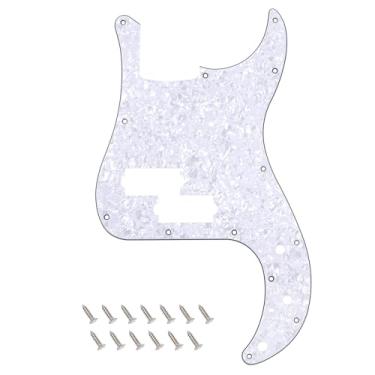 Imagem de Banworks Precision Bass Pickguard 4 Ply 13-Hole P Bass PB Scratch Plate para USA/Mexican Modern Style Fender Precision Bass JT/HB-10 Branco Pérola
