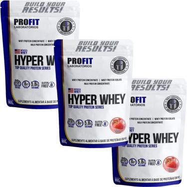 Imagem de Kit 3X Hyper Whey - 900g Refil Morango - Profit-Masculino
