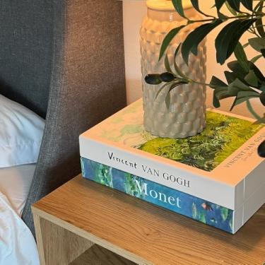 Imagem de Caixa organizadora de cabos decorativos em forma de livro - Caixa organizadora de cabos expansível com fecho magnético para casa e escritório (GoghMonet, padrão)