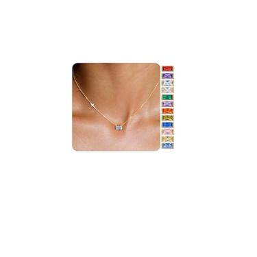Imagem de gelbesty Colar feminino com pedra do mês de nascimento, banhado a ouro 14K, delicado, cruz, cruz, elegante, simples, esmeralda, verde, pingente de zircônia cúbica para mães, presente de aniversário,