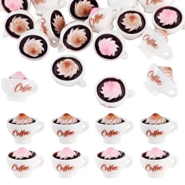 Imagem de Spritewelry Berloques de café de resina 3D fofo imitação de bebida, mini minúsculos pingentes de cappuccino de café para fazer joias, colar faça você mesmo, brinco, pulseira, chaveiro, artesanato