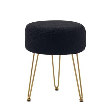 Imagem de WROCFURSTAR Banco de toucador, banquinho de veludo para pés otomano, assento de penteadeira com perna de metal para quarto, sala de estar, entrada, escritórios